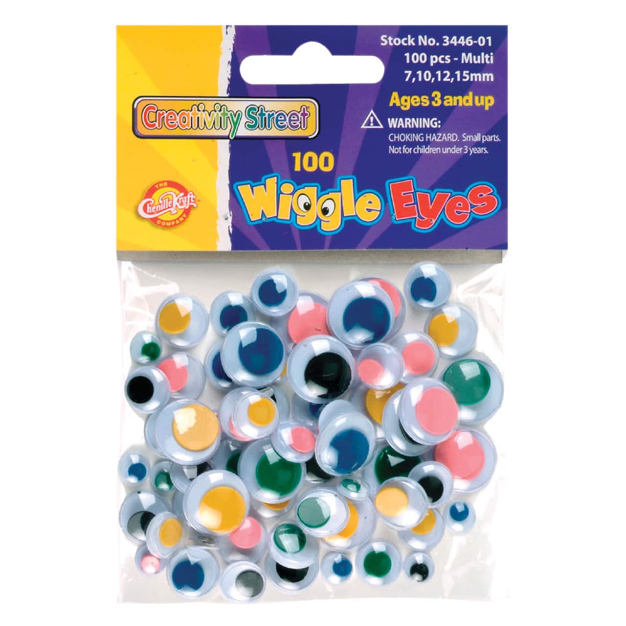 12 Packs: 100 ct. (1,200 total) Creativity Street&#xAE; Assorted Multicolored Glue-On Wiggle Eyes